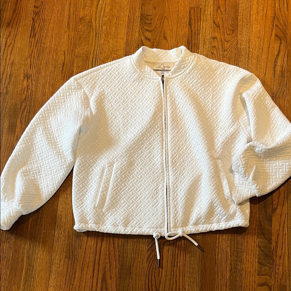 Elegant White Quilted Bomber Jacket